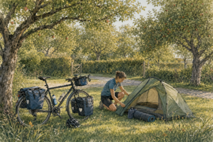 Camping écologique en Finistère Sud | Camping du Pouldu 9 cyclotouriste camping nature finistere sud.webp 1